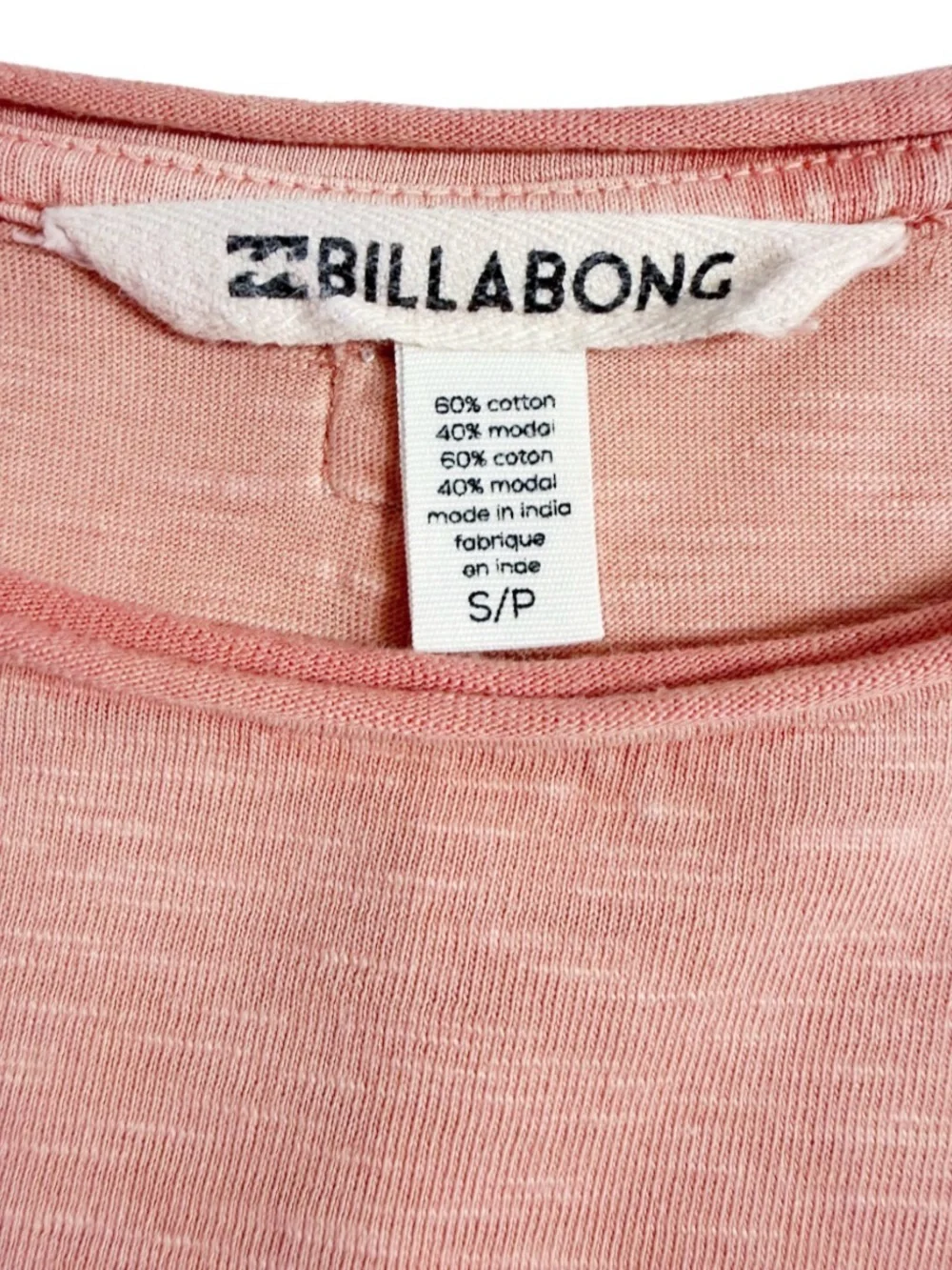 Billabong High-Low Tee Dress Coral / Blush Pink Size S Short-Sleeve